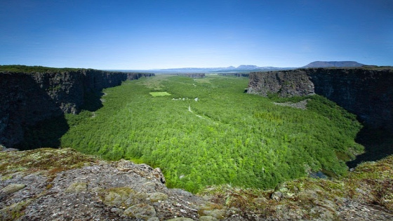 A világ érdekes Izland Asbyrgi kanyon