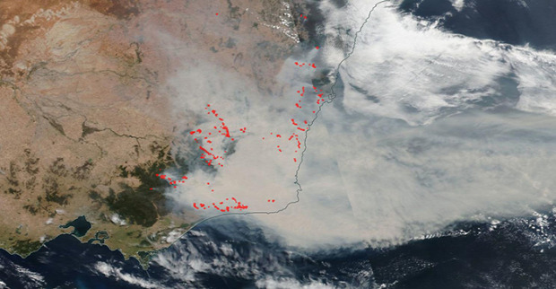 Ausztrália tűz tűzvész füst világűr műhold