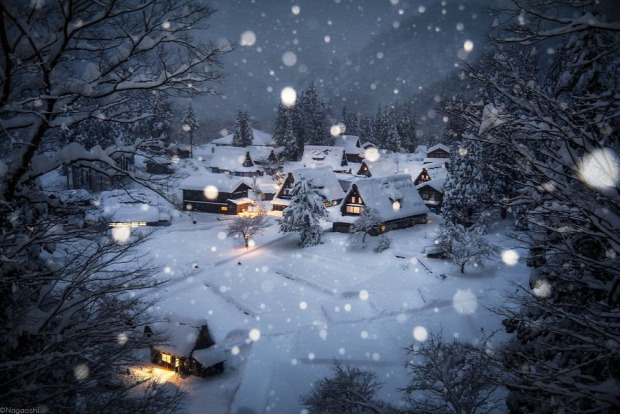 A világ érdekes Japán tél  drón üdülőhely
