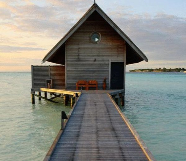 A világ érdekes Cocoa island Kakaó-sziget bárka csónak bungaló faház hajó