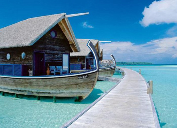 A világ érdekes Cocoa island Kakaó-sziget bárka csónak bungaló faház hajó