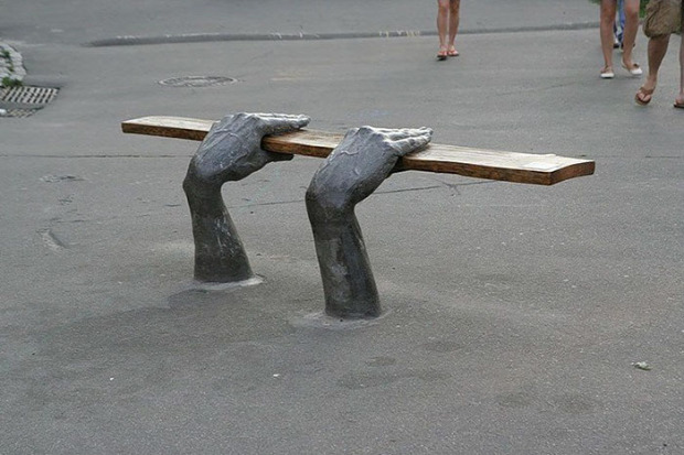A világ érdekes pad utcai bútor szobor