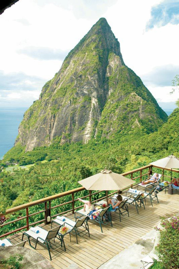 A világ érdekes Karib tenger Saint-Lucia Ladera resort szállás