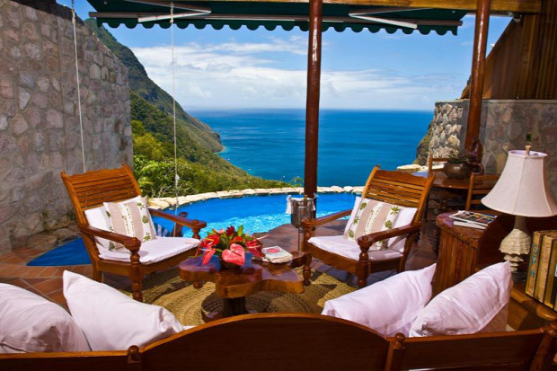 A világ érdekes Karib tenger Saint-Lucia Ladera resort szállás