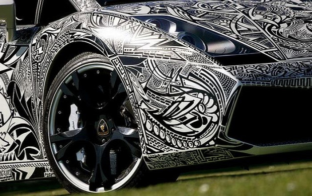 A világ érdekes Lamborghini festés dizájn tetoválás rendőr