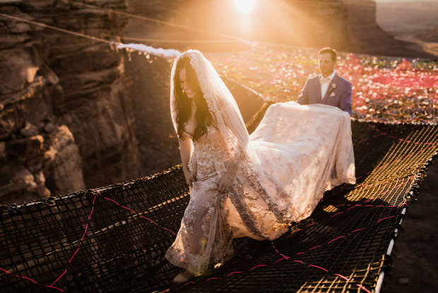 A világ érdekes esküvő kanyon háló slickline