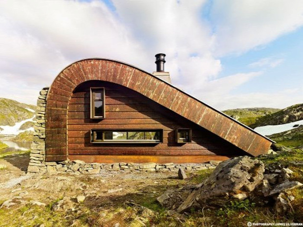 A világ érdekes Norvégia modern kunyhó