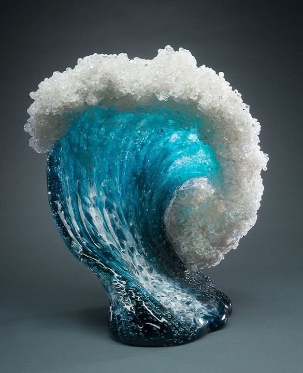 A világ érdekes szobrász üveg tenger hullám szobor váza