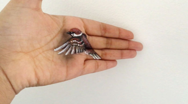 A világ érdekes 3D festmény kéz tenyér