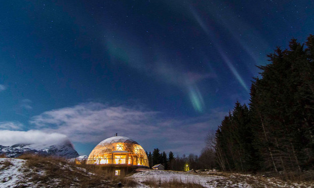 A világ érdekes Norvégia sziget kupola dóm geodéziai ház iglu üveg