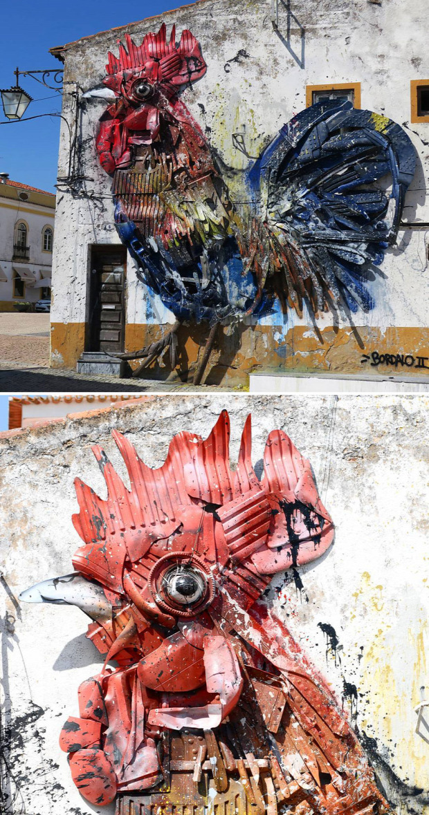 A világ érdekes Arthur Bordalo  utcai művész állat szemét
