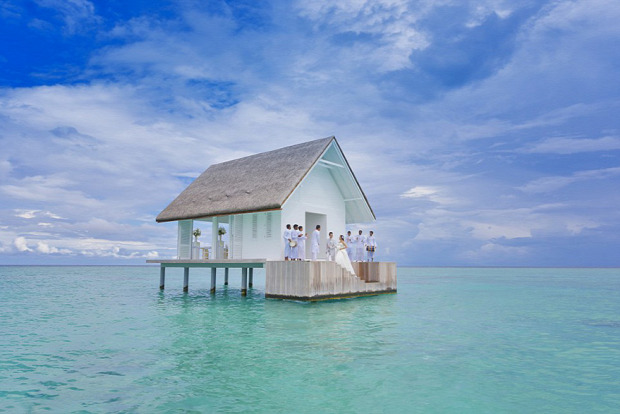 A világ érdekes Maldiv-szigetek esküvő helyszín pavilon tenger