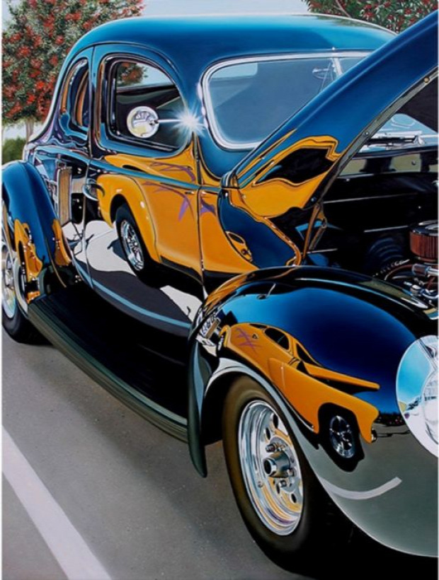 A világ érdekes festmény autó hiperrealisztikus Cheryl Kelley