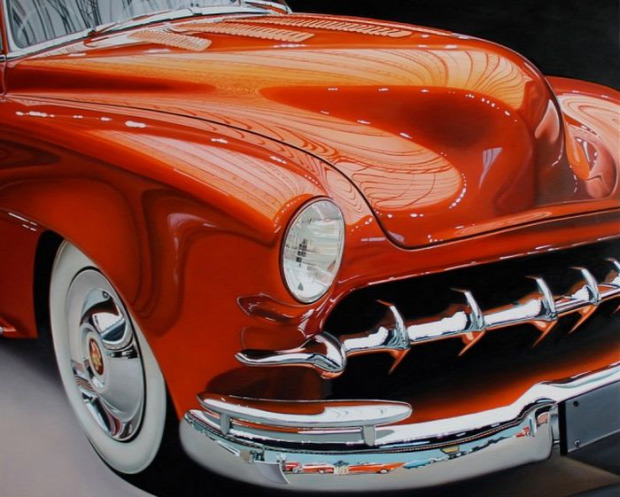 A világ érdekes festmény autó hiperrealisztikus Cheryl Kelley
