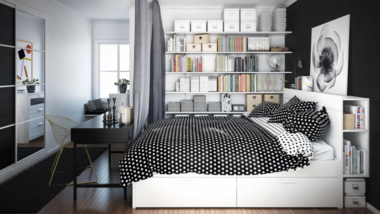 feketefehér hálószoba minimalista
