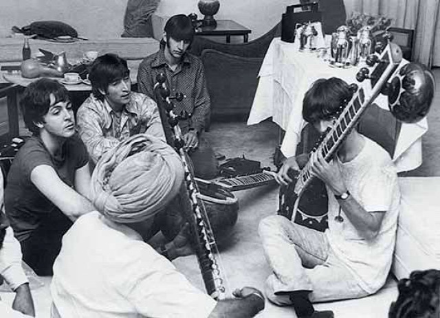 John Lennon Paul McCartney George Harrison Ringo Starr Peter Sellers Rikhi Ram