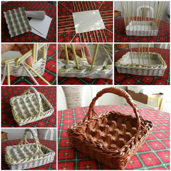 DIY Woven Paper Easter Egg Basket and Tray