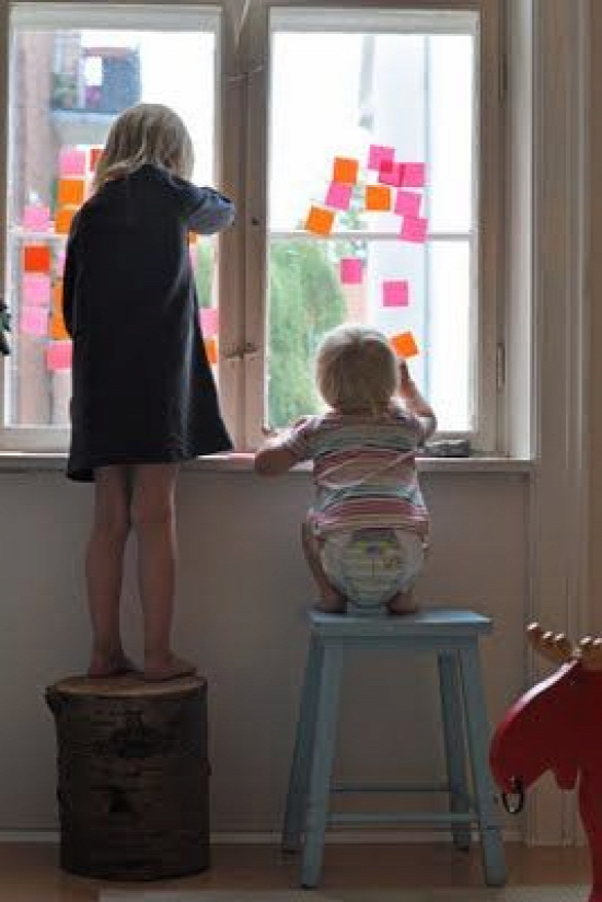 Post It note letters and numbers with kids