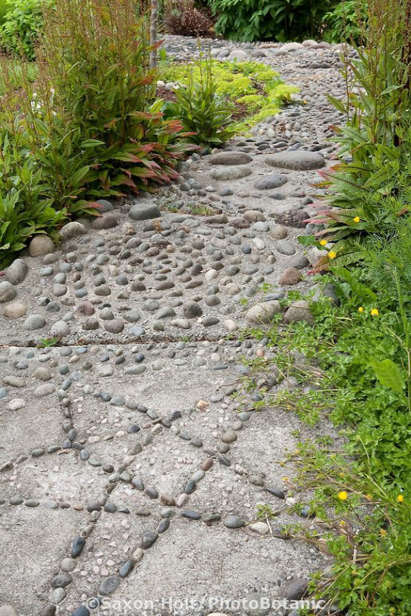 Reflexology foot path with stones for messsaging feet