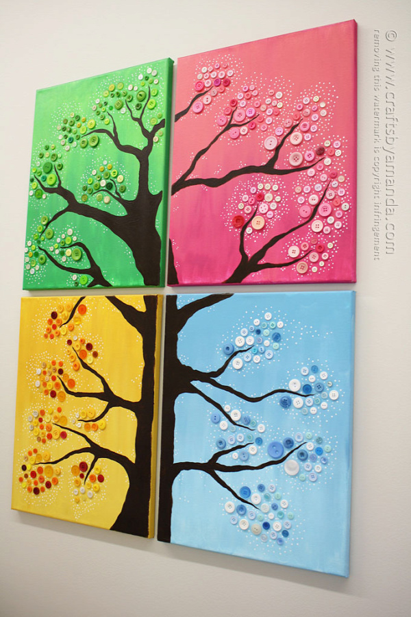4 Seasons Button Tree Wall Art by Amanda Formaro, Crafts by Amanda