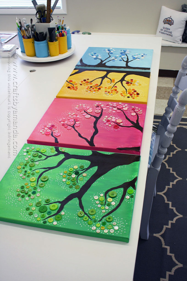 4 Seasons Button Tree Wall Art by Amanda Formaro, Crafts by Amanda
