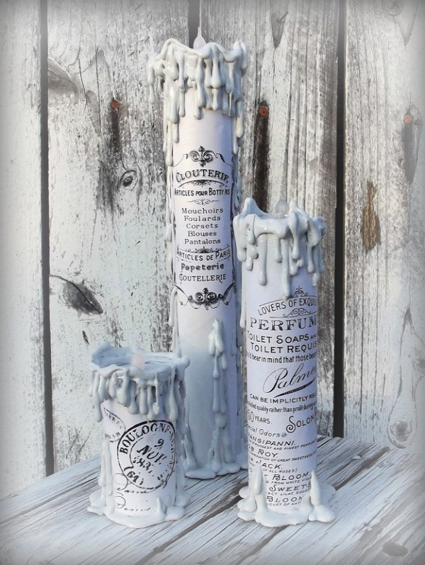 These creepy candles are actually paper towel rolls and printed graphics!