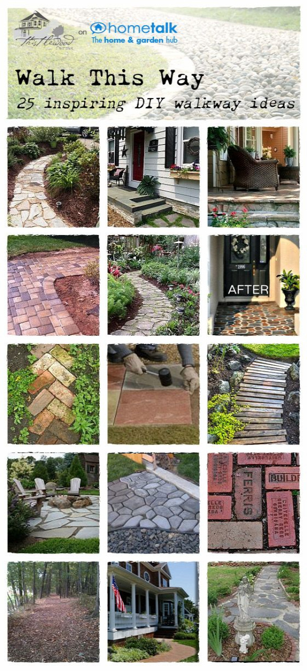 Amazing DIY walkway ideas. Desperately needed because after 8 years we still don't have sidewalks! :)