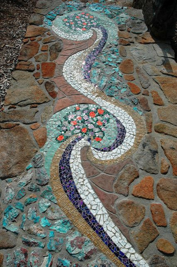 beautiful mosaic garden path