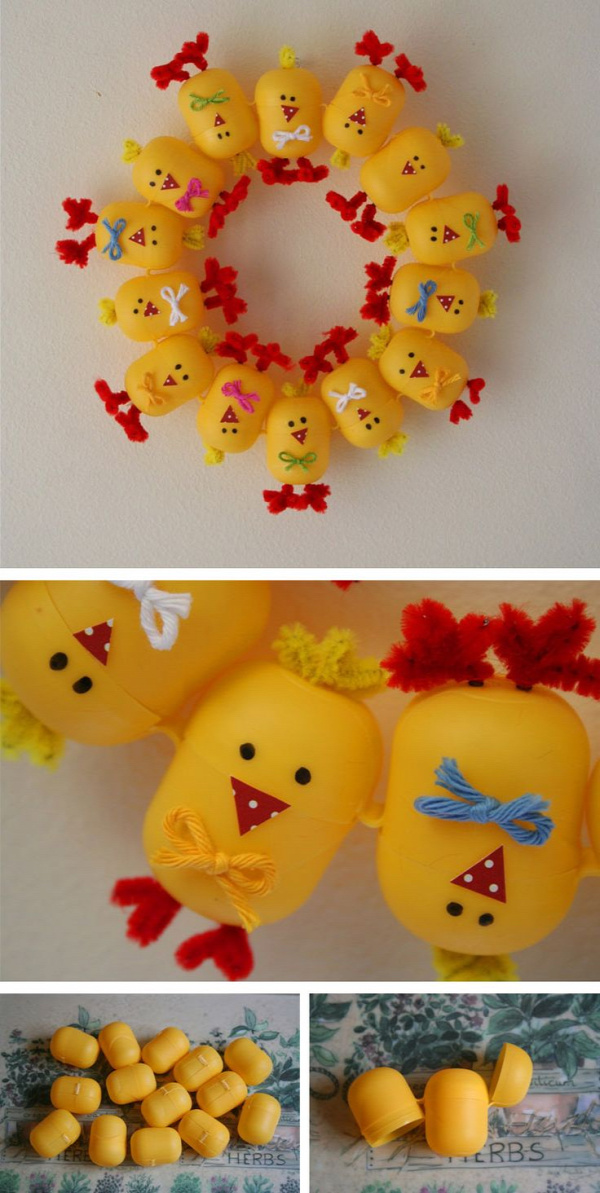 Corona decorativa con huevos Kinder / vía Un Mundo de Manualidades