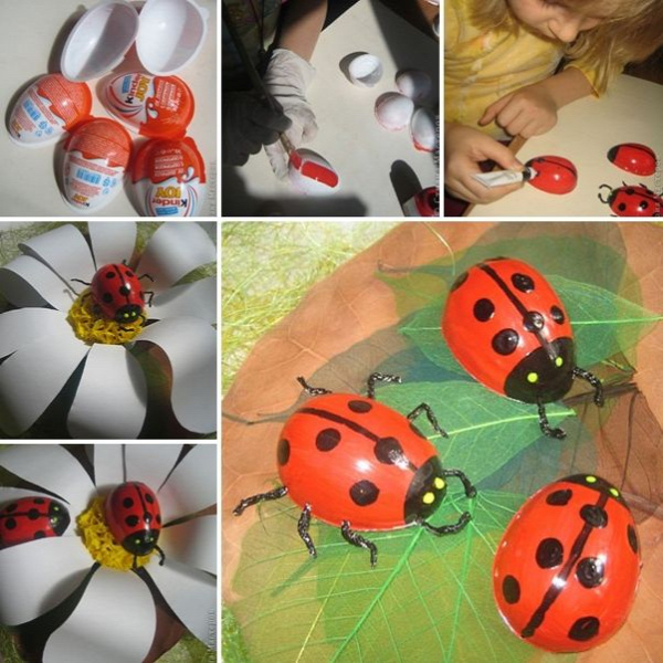 Make These Creative Ladybugs From Kinder Surprise Eggs - http://www.amazinginteriordesign.com/make-creative-ladybugs-kinder-surprise-eggs/