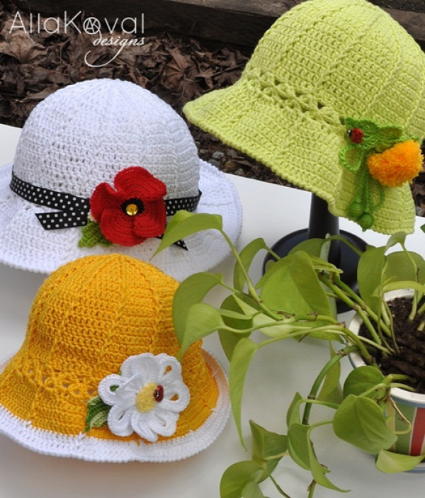 Crochet Summer flower Sun Hat Free Pattern