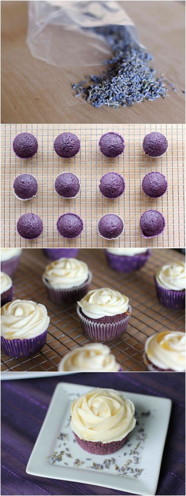 Lavender Cupcakes with Honey Frosting. Because @Amanda L requested