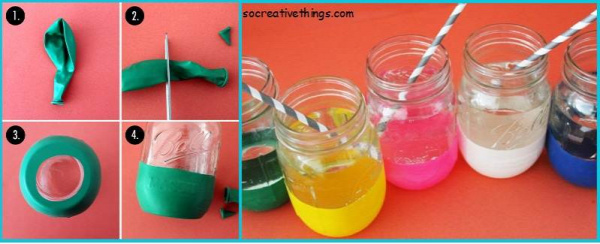 Creative DIY ideas for balloons, Colorful glasses with balloon