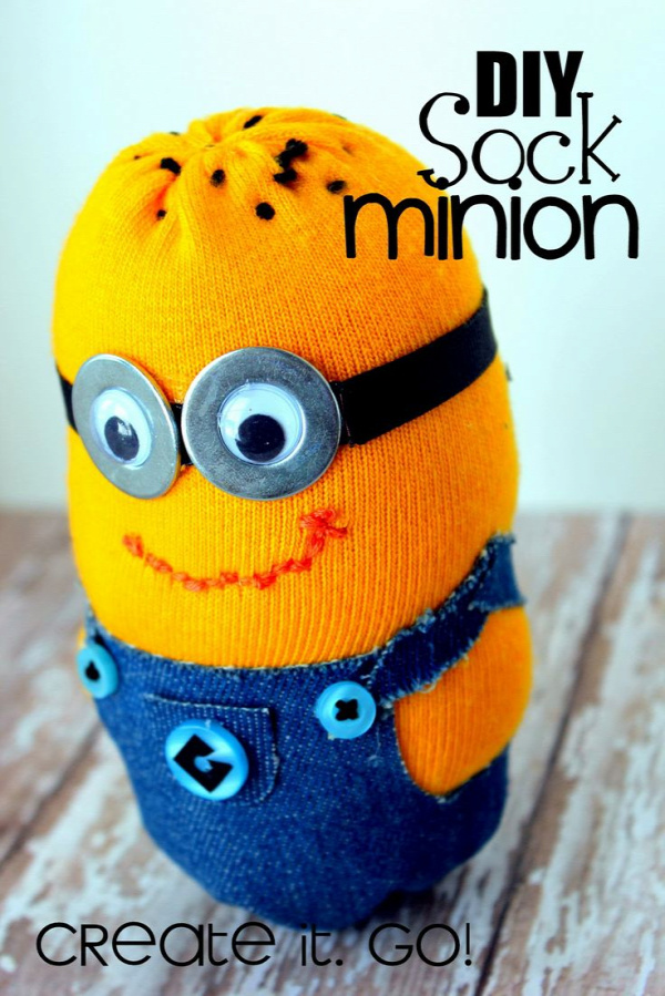 DIY Sock Minion Tutorial on how to make a minion from a yellow sock. Silhouette challenge. Create it. Go! despicable me