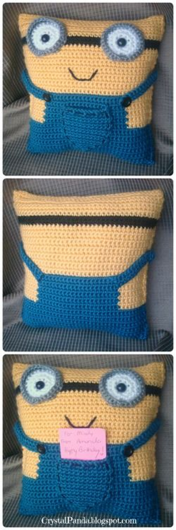 Crochet Minion Pillow Gift Card Holder - isn't he cute! ♪ ♪ ... #inspiration_crochet #diy GB