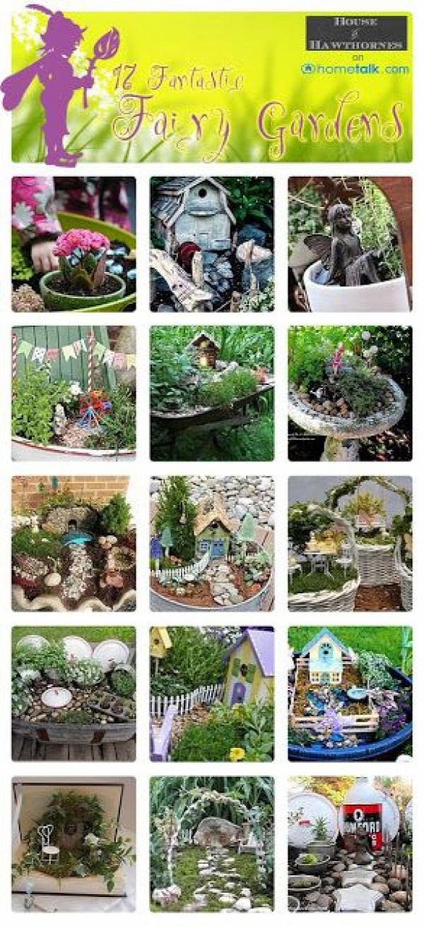 17 {Fantastic} Fairy Gardens ~ curated by Pam on her 'House of Hawthornes' blog. Here is the original site: http://www.hometalk.com/b/929162/fairy-gardens. AWESOME ideas and tips!