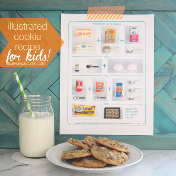 illustrated cookie recipe to help kids make cookies