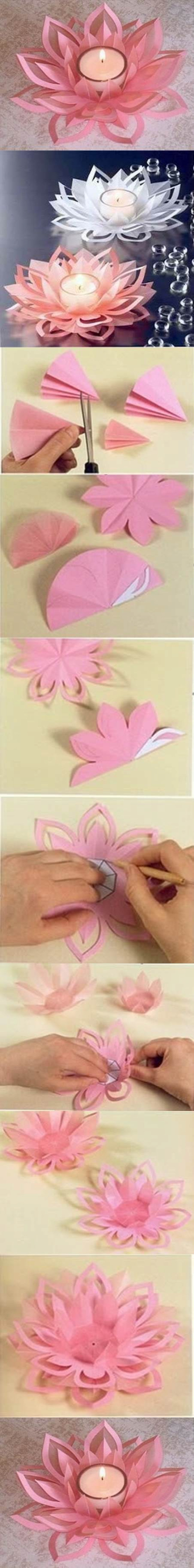 DIY Paper Lotus Candlestick 2
