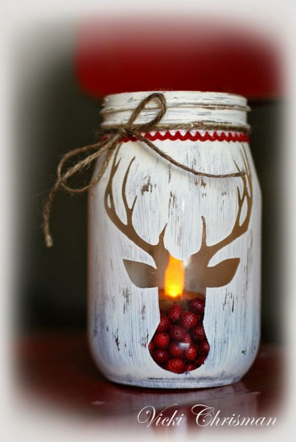 karácsony befőttesüveg mécsestartó dekoráció