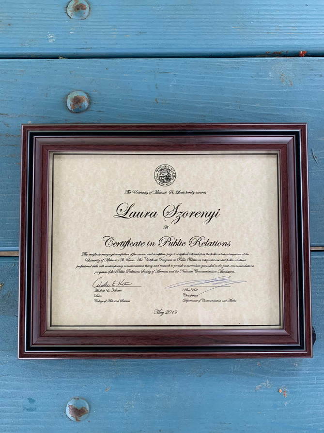 UMSL  cum laude  diploma