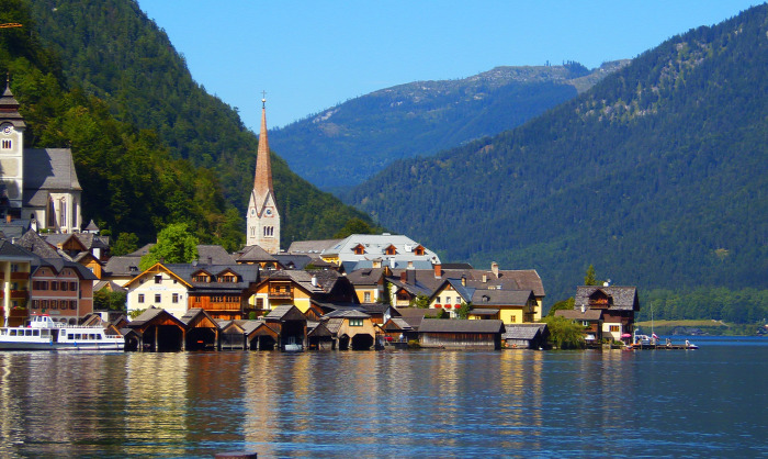 Ausztria Hallstatt Hallstatti tó város Felső-Ausztria