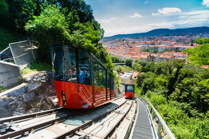Ausztria Stájerország Graz sikló Schlossbergbahn