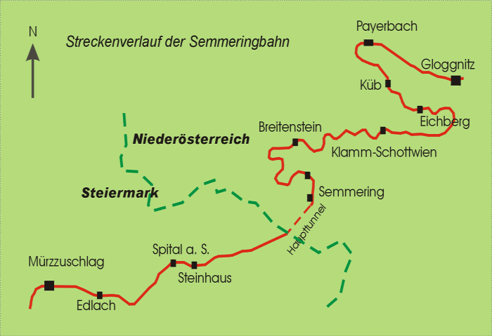 Ausztria Alsó-Ausztria Stájerország vonat vasút Gloggnitz Mürzzuschlag Semmering