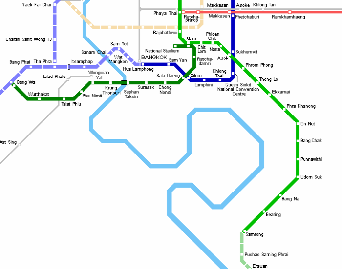 Thaiföld metró gyorsvasút Bangkok magasvasút