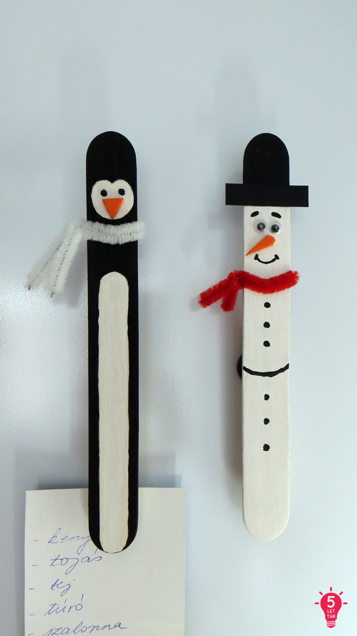 DIY dekorgumi spatula facsipesz dekoráció könnyű festés gyerekekkel hűtőmágnes hóember pingvin konyha tél mágnes olcsó