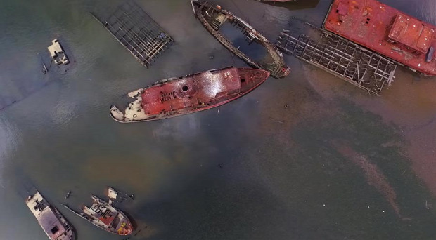 hajó roncs temető drón
